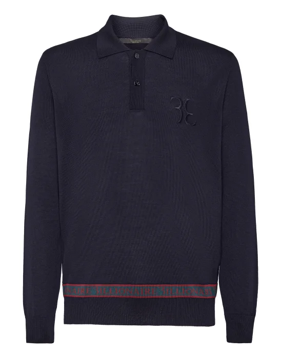 Wool and Silk Pullover Polo-Neck LS