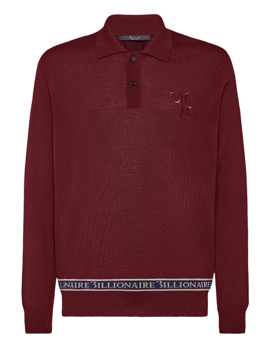 Wool and Silk Pullover Polo-Neck LS