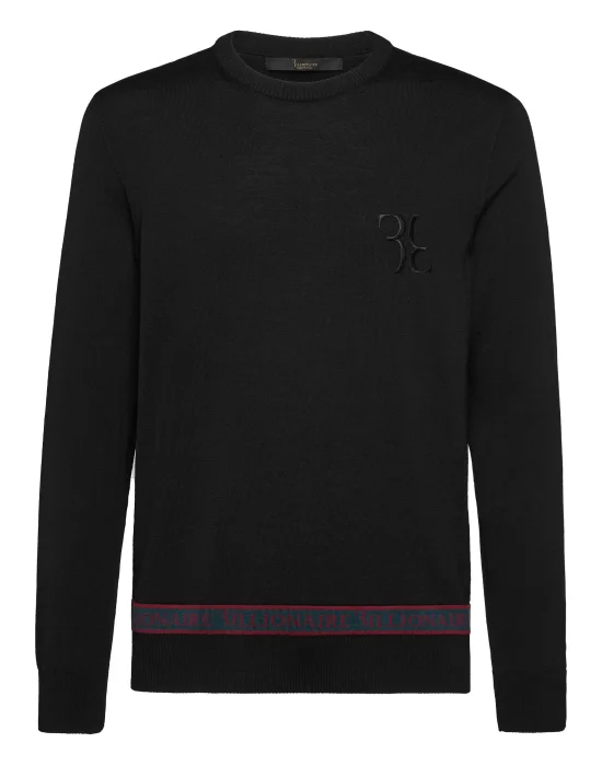 Wool and Silk Pullover Round Neck LS