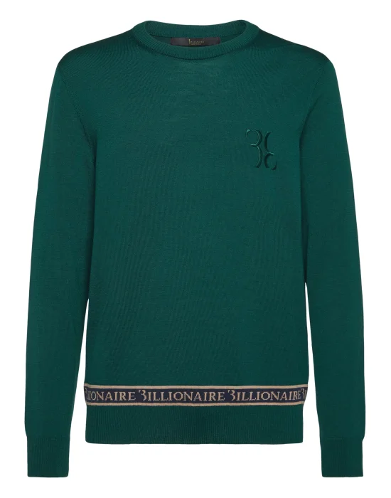 Wool and Silk Pullover Round Neck LS