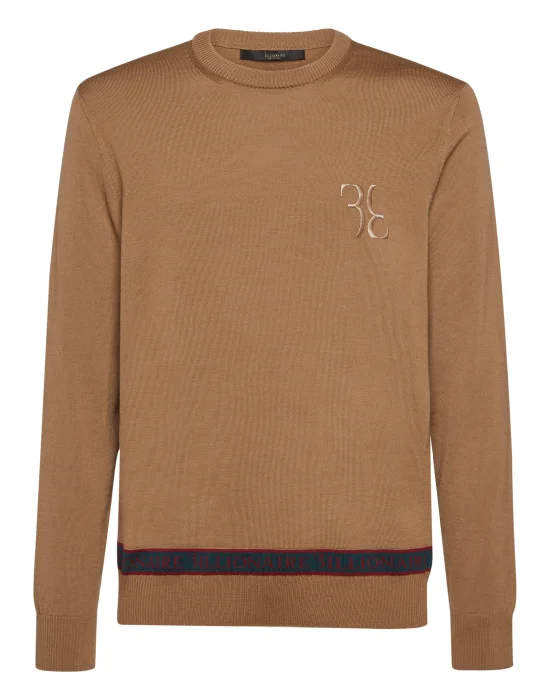 Wool and Silk Pullover Round Neck LS