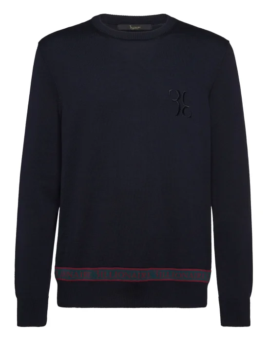 Wool and Silk Pullover Round Neck LS