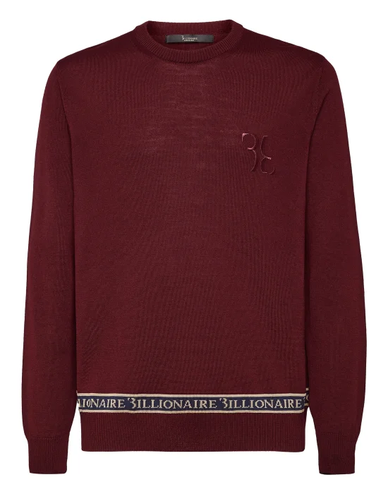Wool and Silk Pullover Round Neck LS
