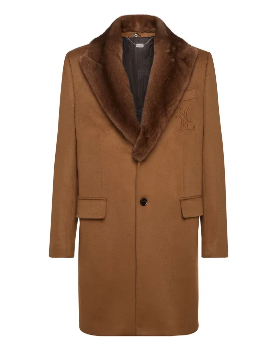 Cashmere Long Coat with Real Fur