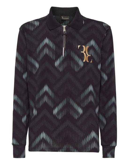Piquet Polo Shirt LS with Zip