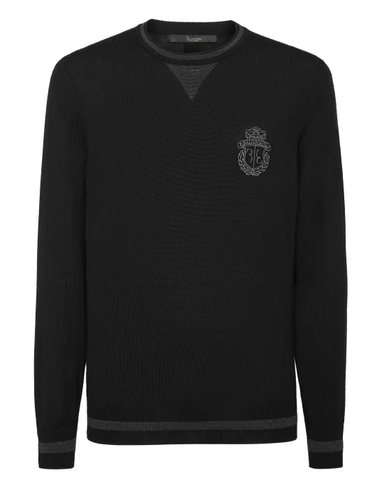 Cashmere & Silk Pullover Round Neck LS with Elaphe Inserts