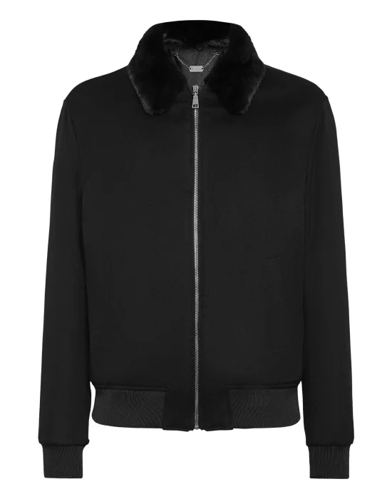 Wool Bomber with Shirt Collar