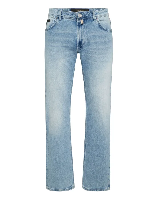 Denim Trousers Regular Cut Python Inserts