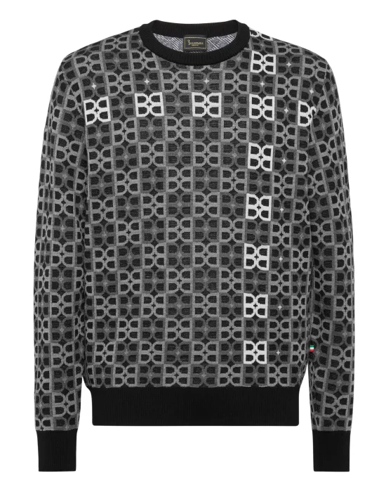 Round Neck Pullover Jacquard BB Monogram