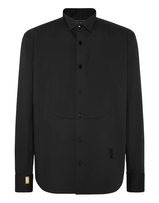 Cotton Tuxedo Shirt Gold Cut