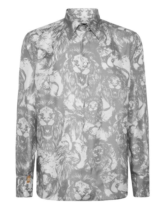 Silk Gold Cut Shirt All-Over Lion