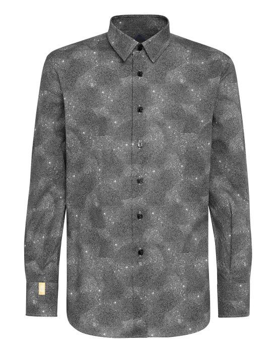 Shirt Silver Cut LS Crystal/Multi Geometric
