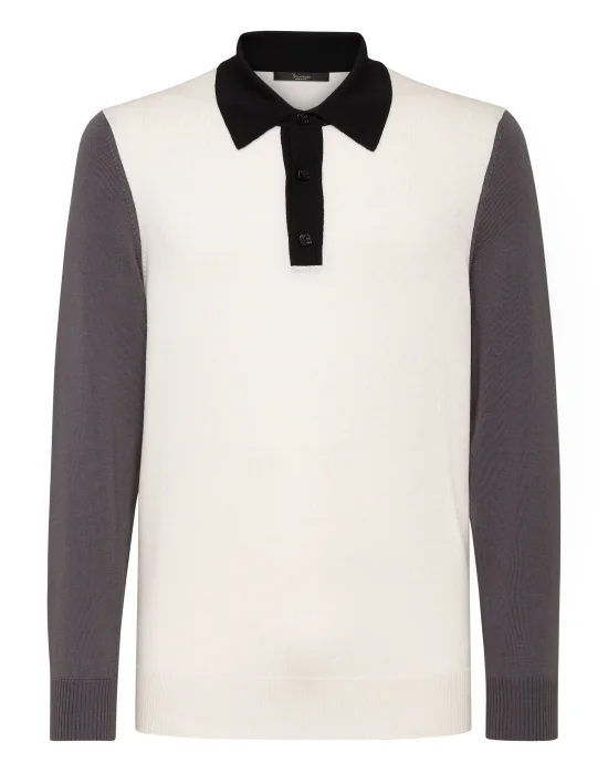 Merino wool Pullover Polo-Neck LS Color Block