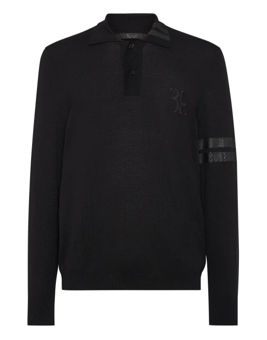 Knit Pullover Polo-Neck LS