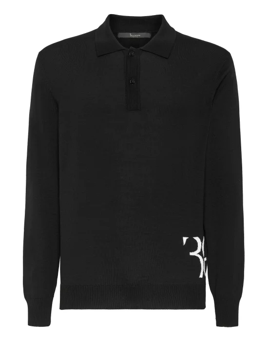 Wool and Silk Pullover Polo-Neck LS