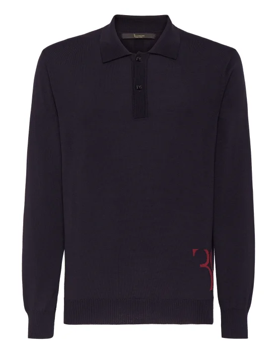 Wool and Silk Pullover Polo-Neck LS