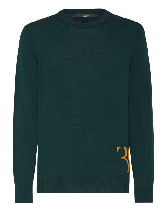 Wool and Silk Pullover Round Neck LS