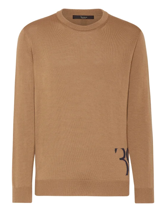 Wool and Silk Pullover Round Neck LS
