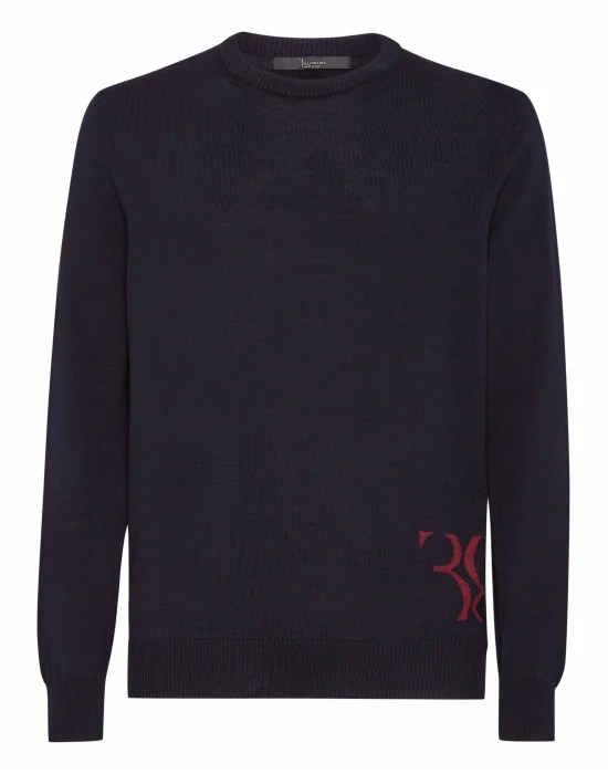 Wool and Silk Pullover Round Neck LS