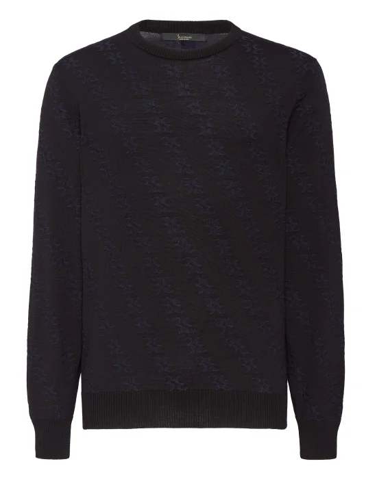 Wool and Silk Pullover Round Neck LS