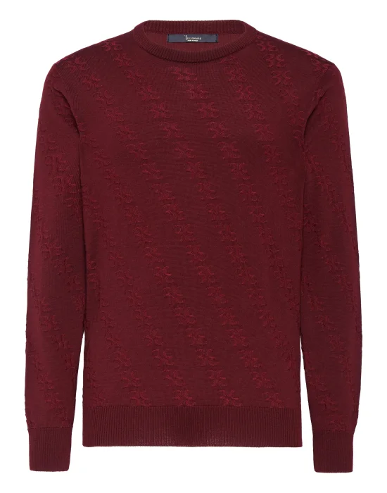 Wool and Silk Pullover Round Neck LS