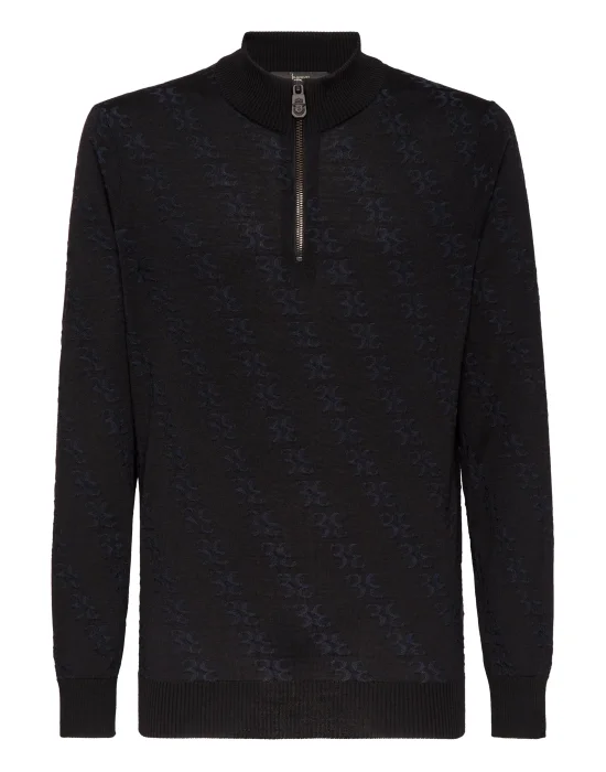 Wool and Silk Pullover zip mock
