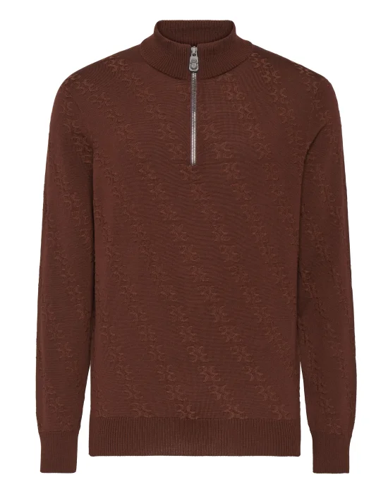 Wool and Silk Pullover zip mock