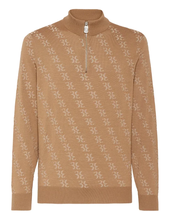Wool and Silk Pullover zip mock