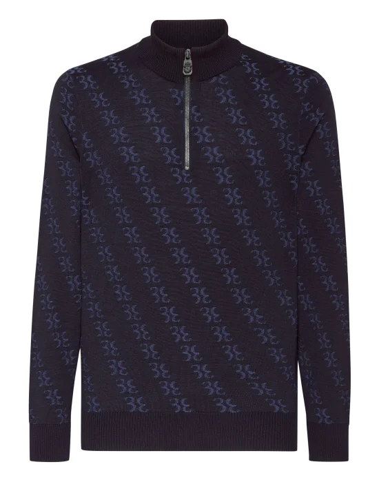 Wool and Silk Pullover zip mock