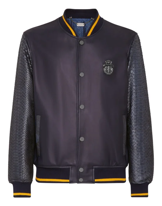 Python Leather Mix Bomber