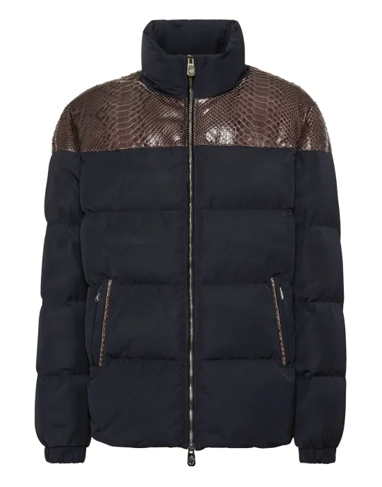 Nylon Down Jacket With Python Inserts