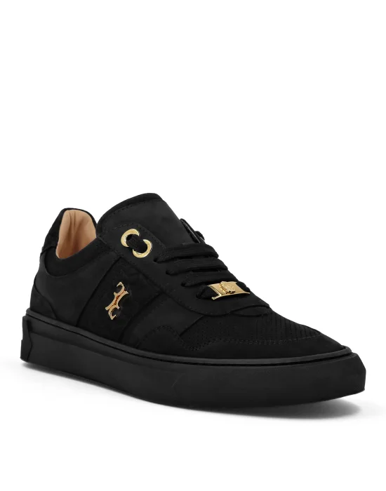 Nubuck Croco Printed Lo-Top Sneakers