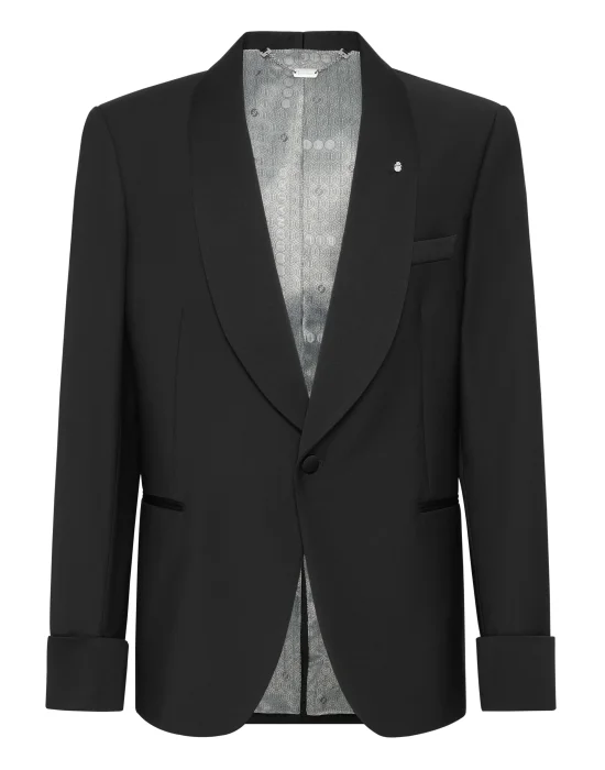 Wool and Satin Regular Fit Tuxedo Blazer