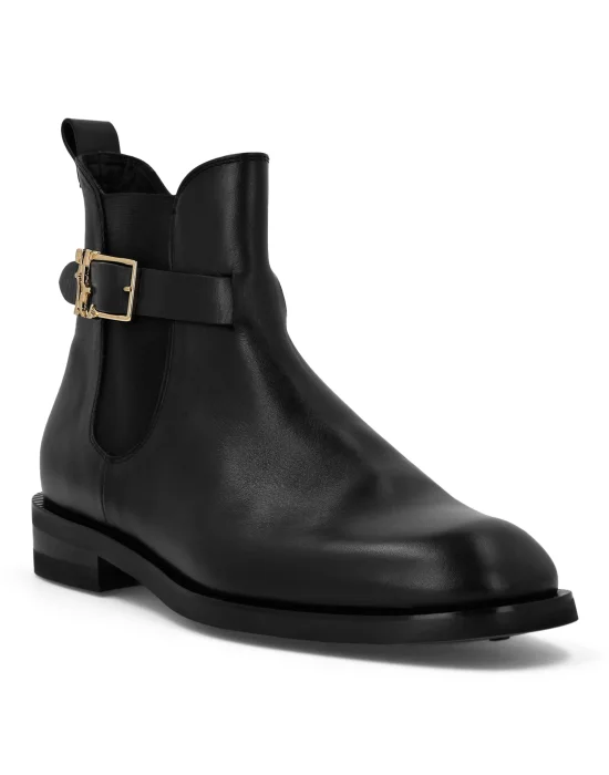Leather Low Flat Boots