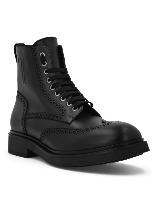 Leather Low Flat Boots