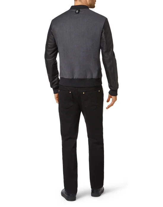 Wool Bomber Leather Insert Crest