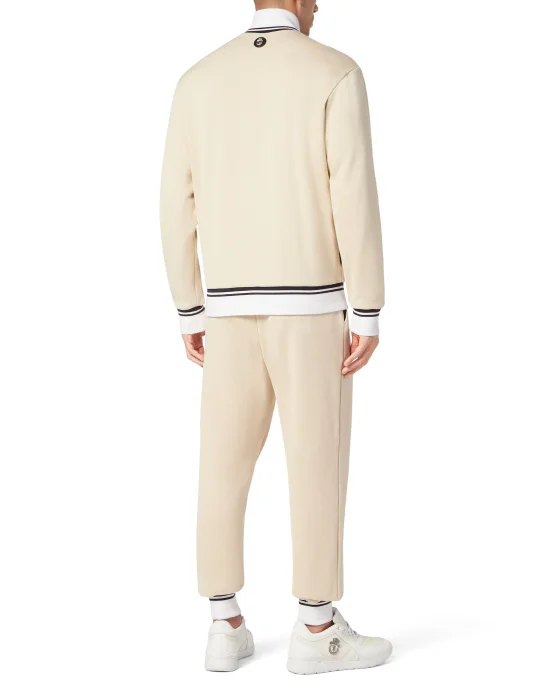 Fleece and Mix Silk Jogging Tracksuit: Top/Trousers