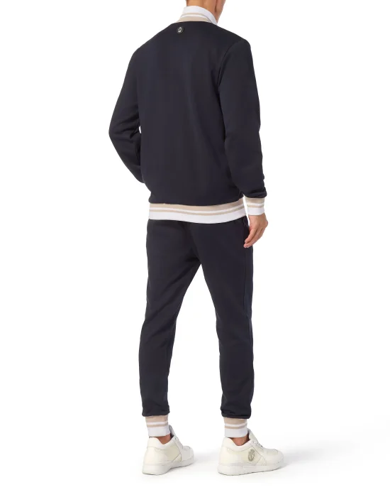 Fleece and Mix Silk Jogging Tracksuit: Top/Trousers