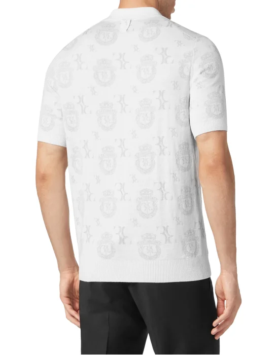 Wool Silk Jacquard Polo Shirt