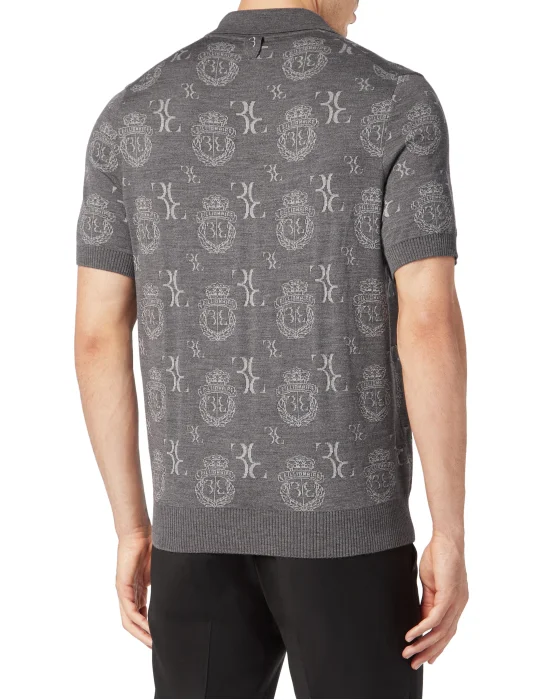 Wool Silk Jacquard Polo Shirt