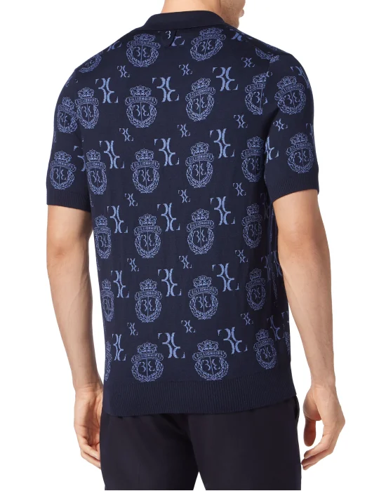 Wool Silk Jacquard Polo Shirt