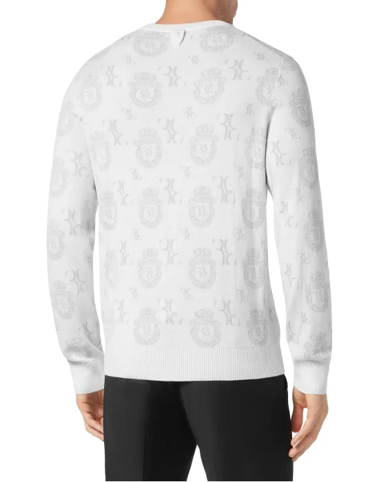 Wool Silk Jacquard Roundneck