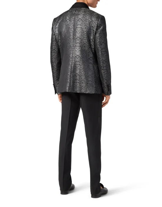 Jacquard Blazer with Satin Inserts