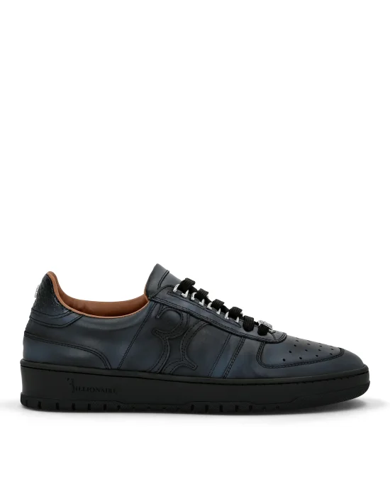 Croco Printed Leather Lo-Top Sneakers