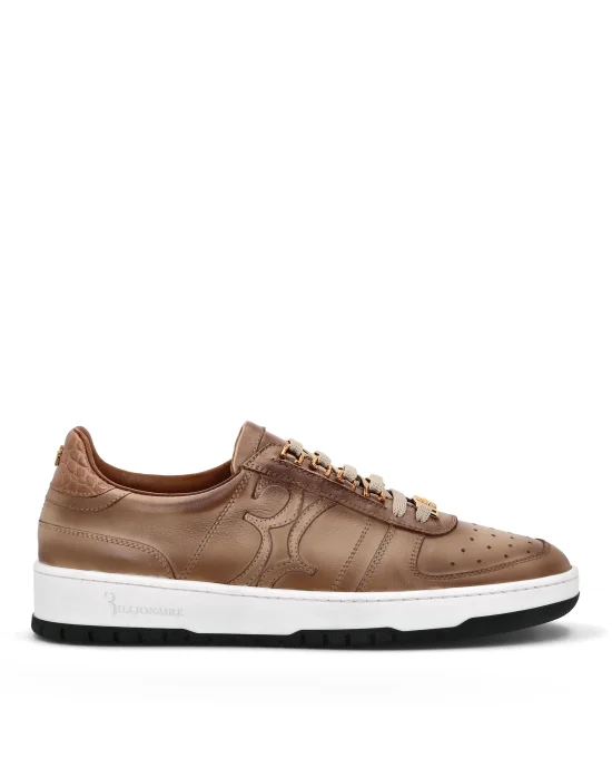 Croco Printed Leather Lo-Top Sneakers