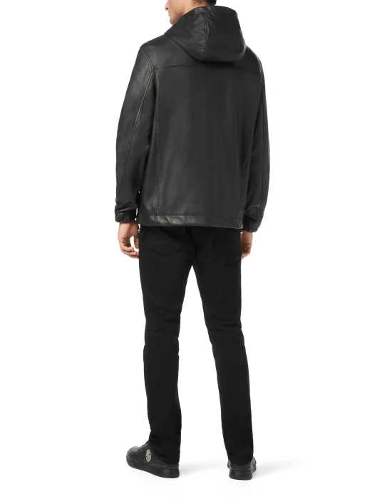 Nappa Leather Hooded Jacket LS