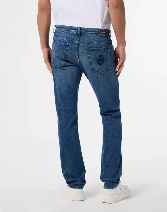 Super Straight Cut Jeans Leather Details