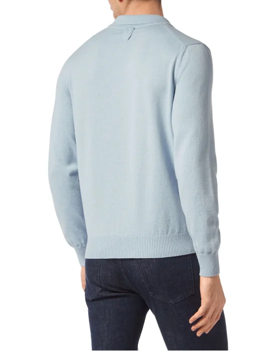 Wool/Cotton Pullover Polo-Neck LS