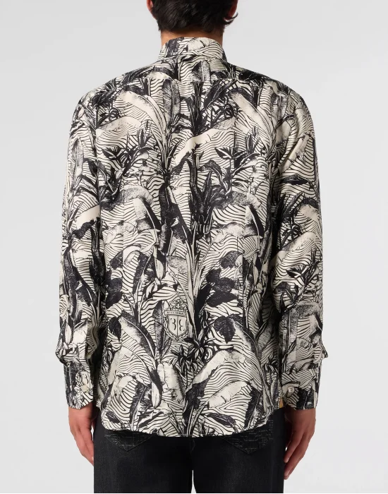 Printed Silk Shirt Palms All-Over
