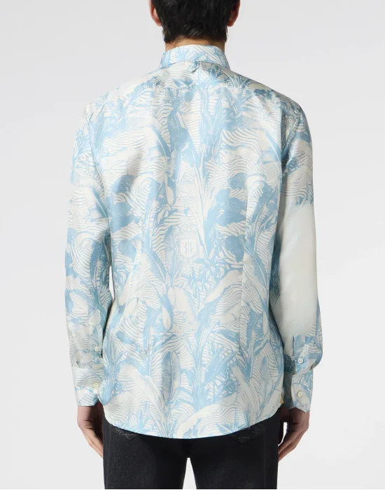 Printed Silk Shirt Palms All-Over